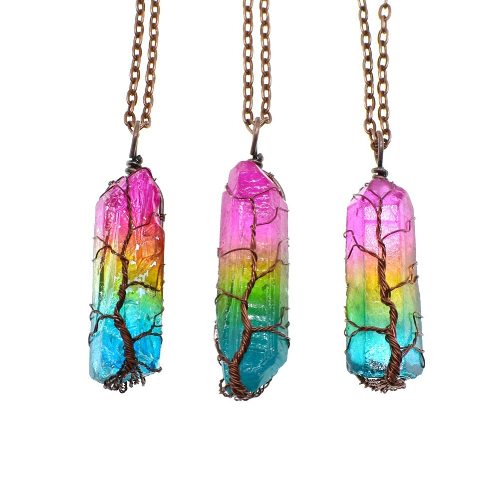 Arbre de Vie en Cristal : Pendentif Colonne Lumineuse