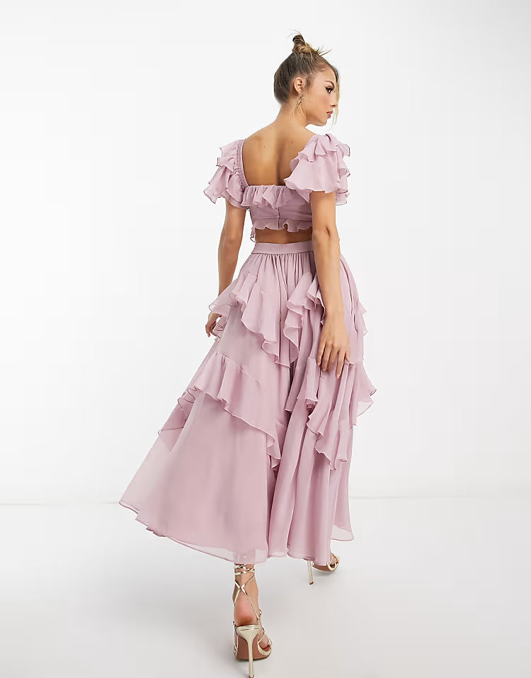 Robe de Soirée Longue Dos Nœud Papillon - Encolure Carrée