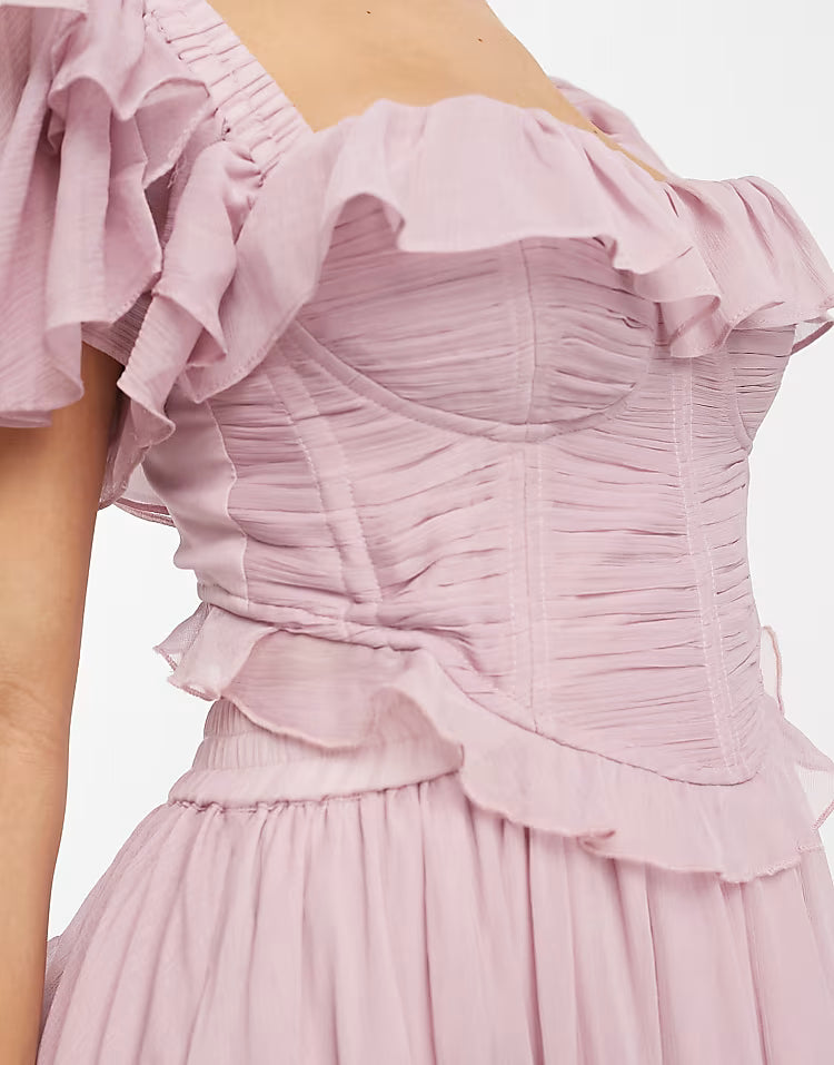 Robe de Soirée Longue Dos Nœud Papillon - Encolure Carrée