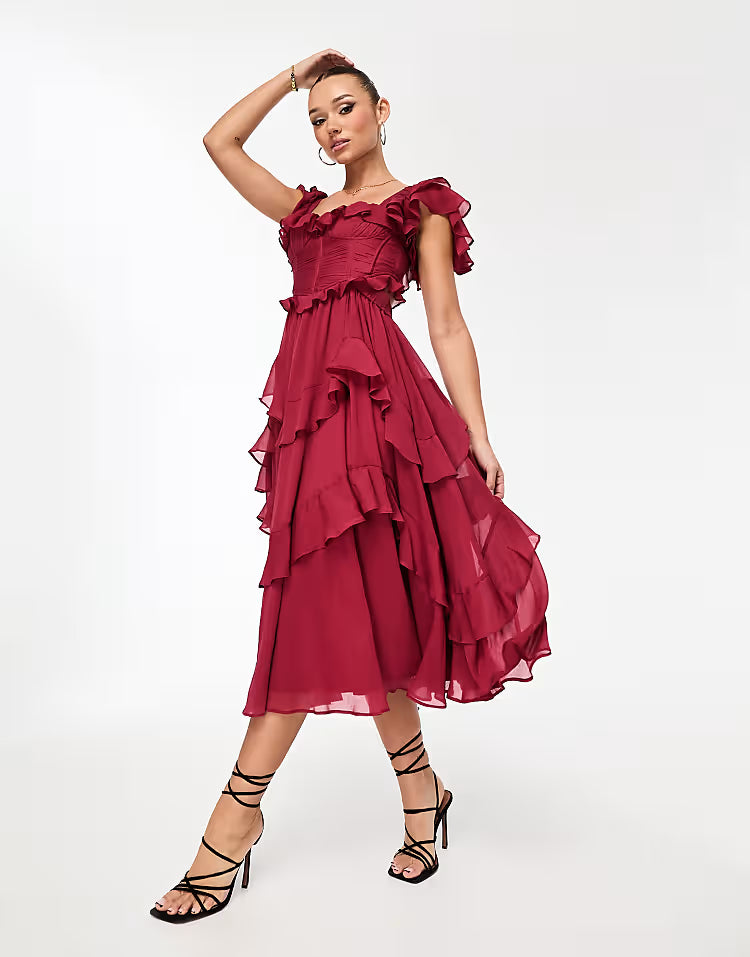 Robe de Soirée Longue Dos Nœud Papillon - Encolure Carrée