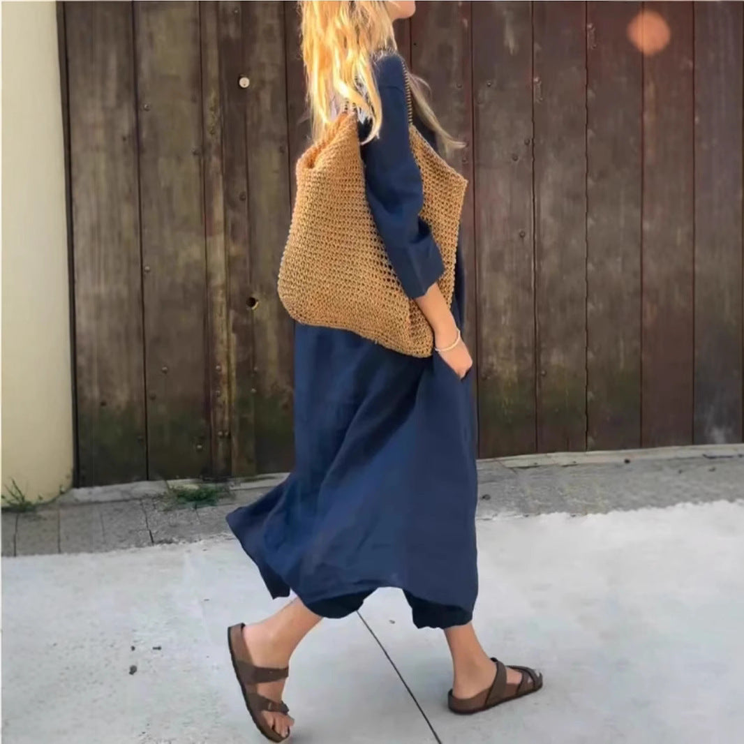 Ensemble Long à Col V & Pantalon Évasé