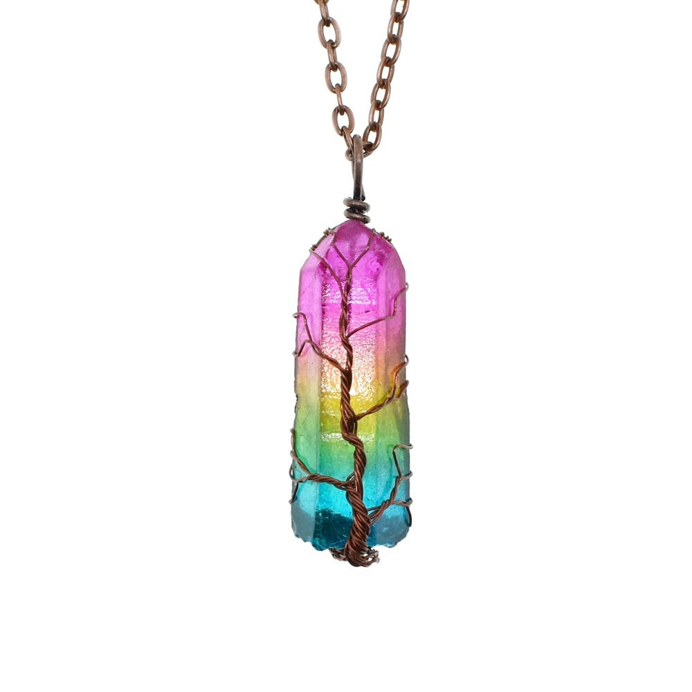 Arbre de Vie en Cristal : Pendentif Colonne Lumineuse