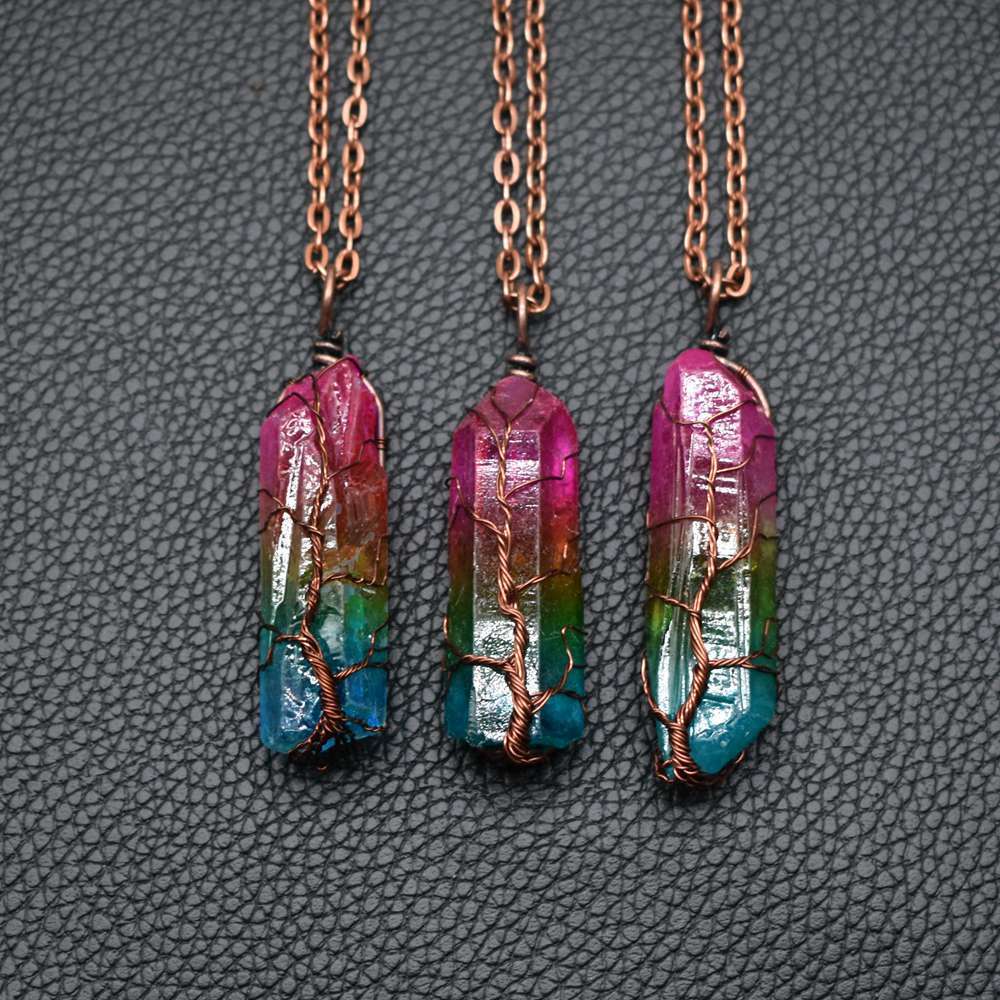 Arbre de Vie en Cristal : Pendentif Colonne Lumineuse