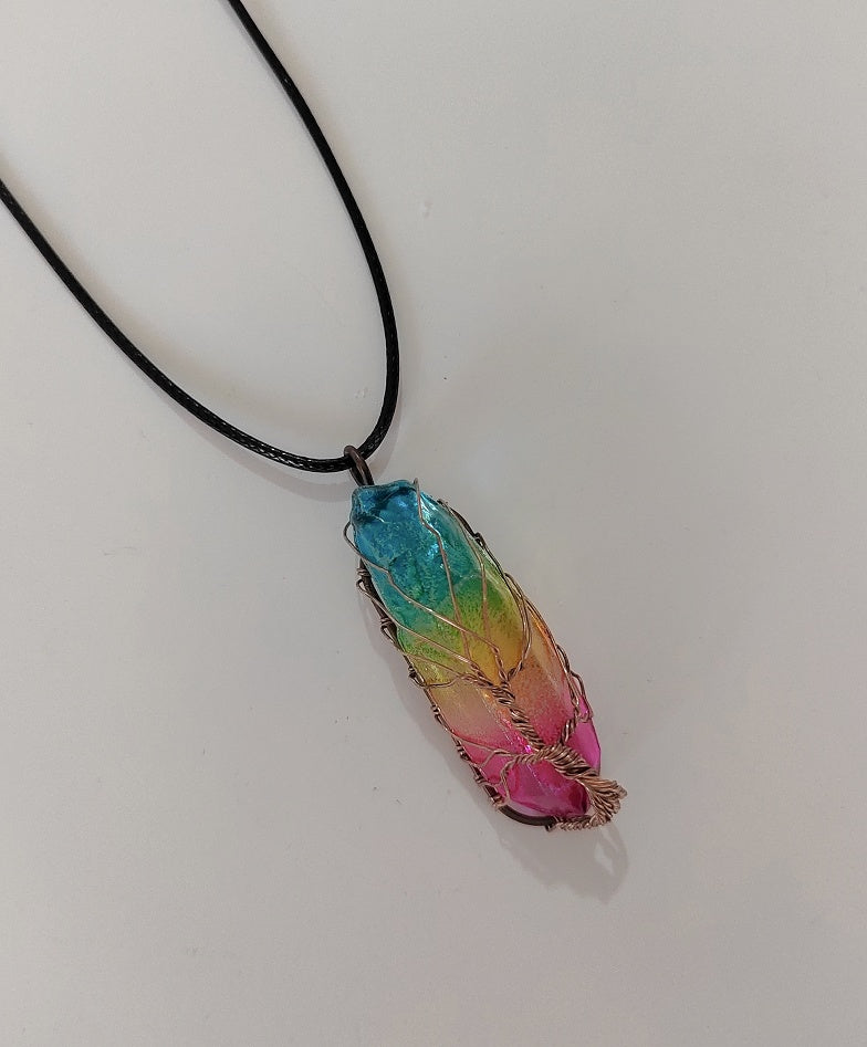 Arbre de Vie en Cristal : Pendentif Colonne Lumineuse