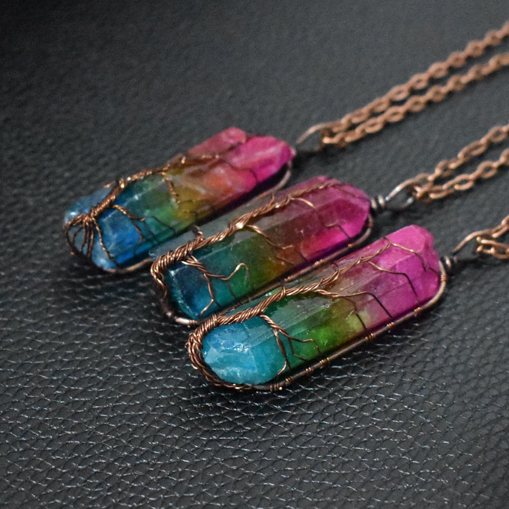 Arbre de Vie en Cristal : Pendentif Colonne Lumineuse