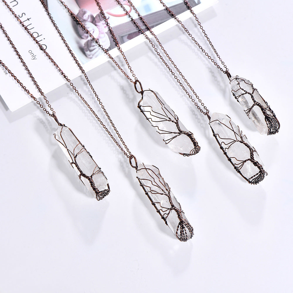 Arbre de Vie en Cristal : Pendentif Colonne Lumineuse