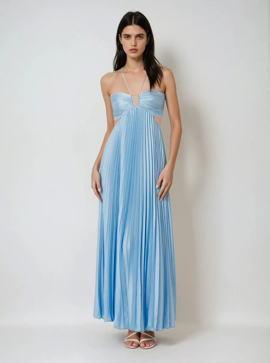 Robe tube plissée sans manches