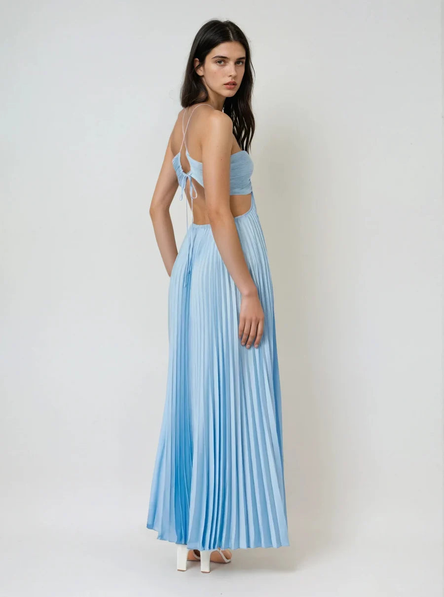 Robe tube plissée sans manches