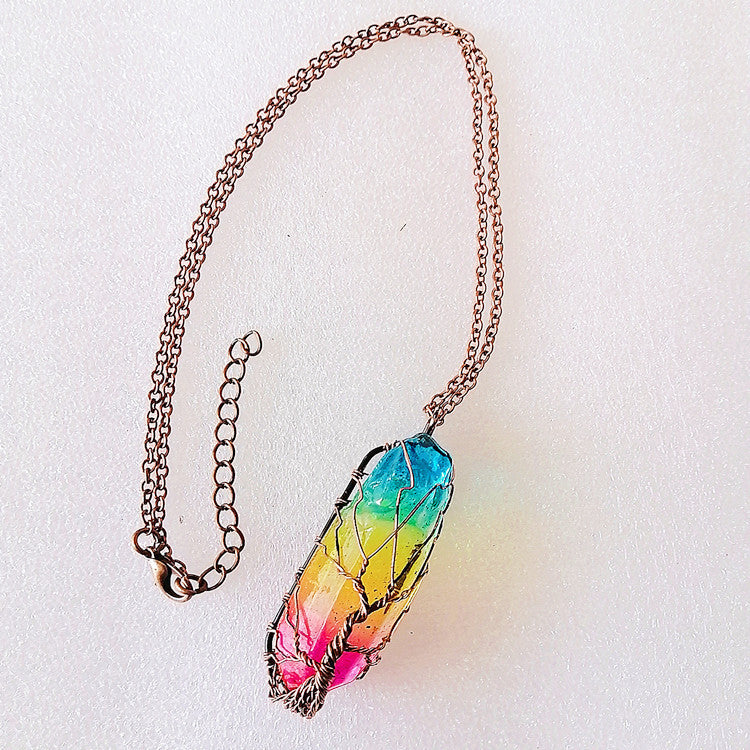 Arbre de Vie en Cristal : Pendentif Colonne Lumineuse
