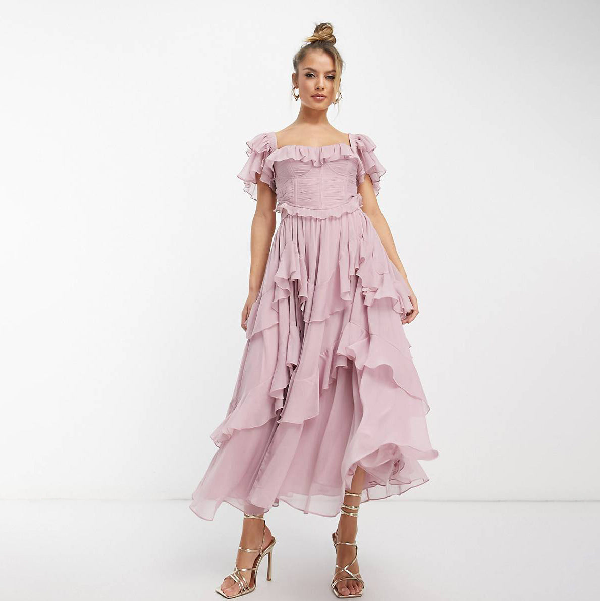 Robe de Soirée Longue Dos Nœud Papillon - Encolure Carrée