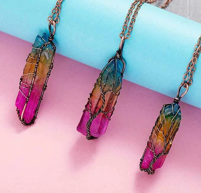 Arbre de Vie en Cristal : Pendentif Colonne Lumineuse