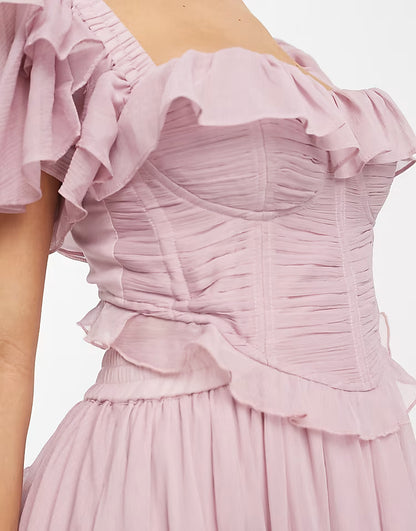 Robe de Soirée Longue Dos Nœud Papillon - Encolure Carrée