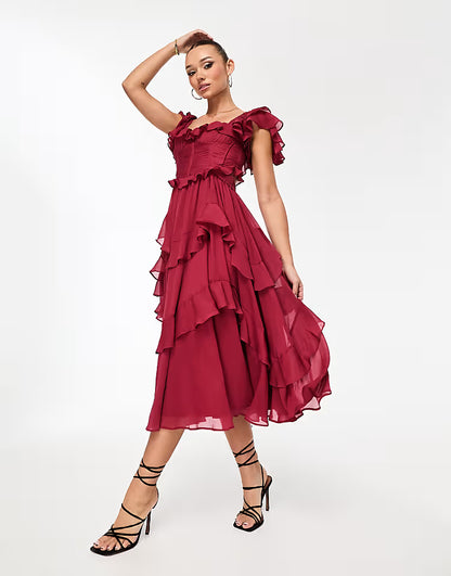 Robe de Soirée Longue Dos Nœud Papillon - Encolure Carrée