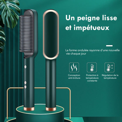 Brosse Fer À Lisser Pour Cheveux Électrique 2 en 1