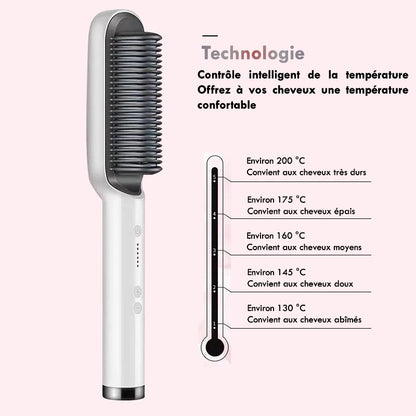Brosse Fer À Lisser Pour Cheveux Électrique 2 en 1