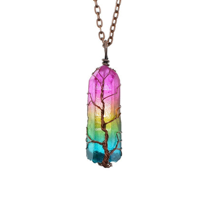 Arbre de Vie en Cristal : Pendentif Colonne Lumineuse
