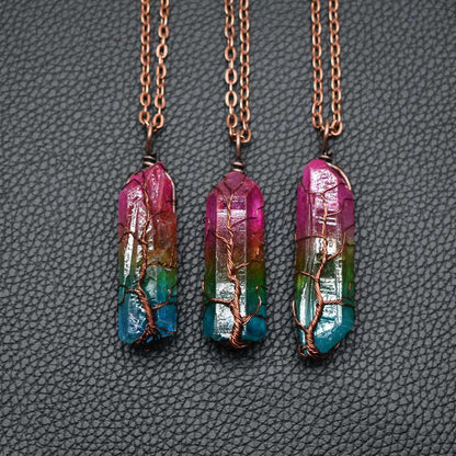 Arbre de Vie en Cristal : Pendentif Colonne Lumineuse
