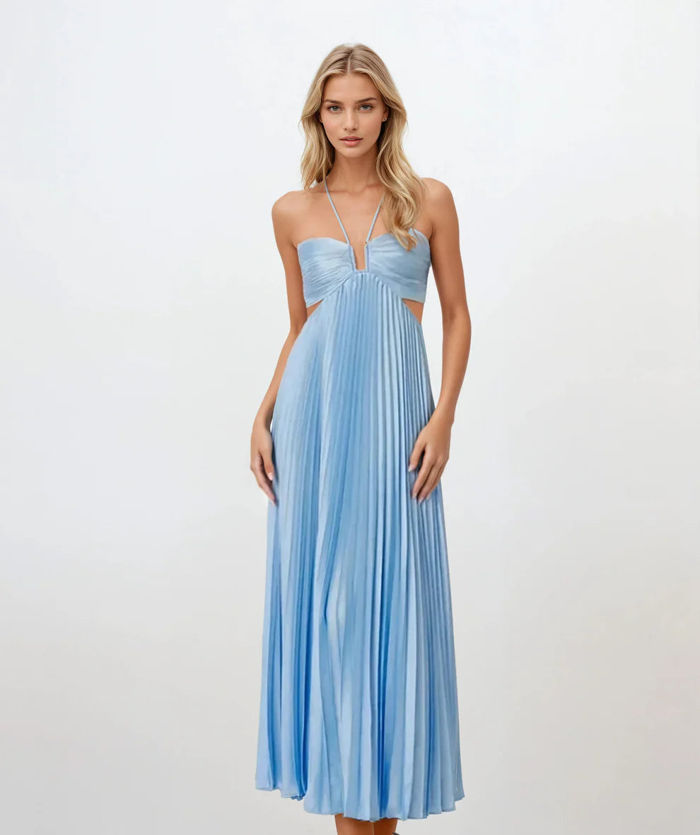 Robe tube plissée sans manches