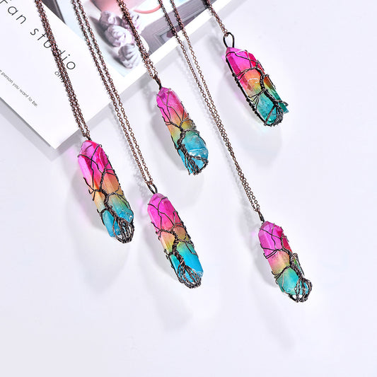 Arbre de Vie en Cristal : Pendentif Colonne Lumineuse