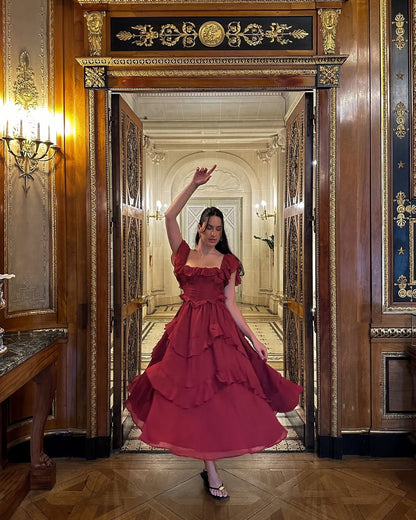 Robe de Soirée Longue Dos Nœud Papillon - Encolure Carrée