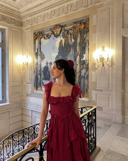 Robe de Soirée Longue Dos Nœud Papillon - Encolure Carrée