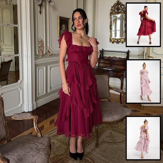 Robe de Soirée Longue Dos Nœud Papillon - Encolure Carrée